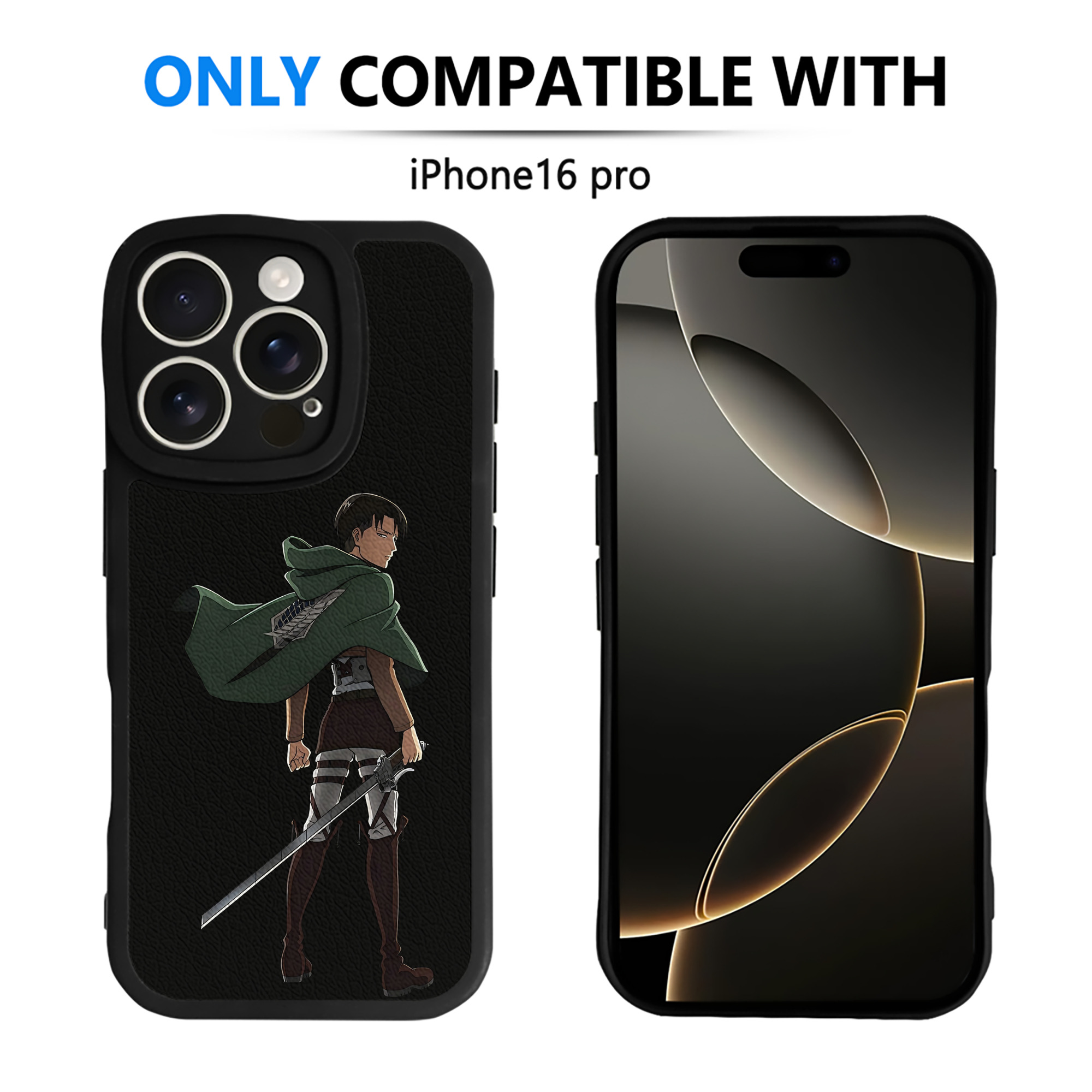 （画像用） 進撃の巨人 リヴァイ·アッカーマン Attack on Titan Levi Ackerman 【iPhone 16シリーズ対応】シリコンスマホケース（レザー調） 材質：シリコン